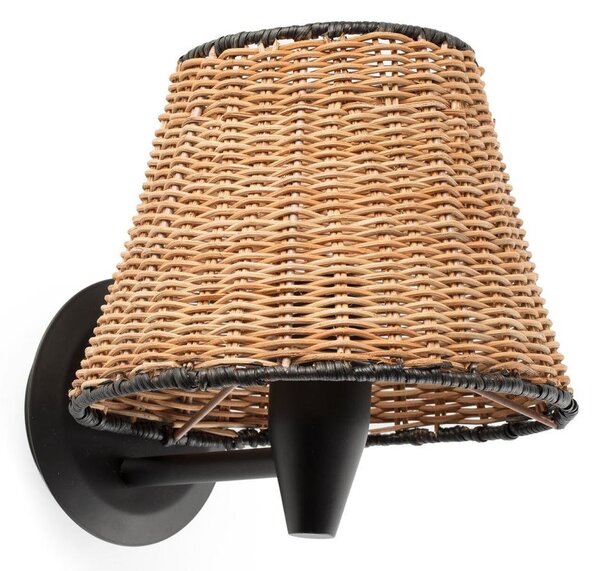 SUMBA černá/ratan nástěnná lampa - FARO