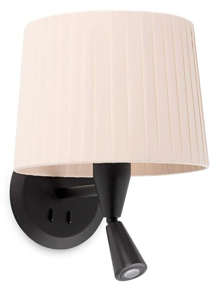 SAMBA černá/skládaná béžová nástěnná lampa se čtecí lampičkou - FARO