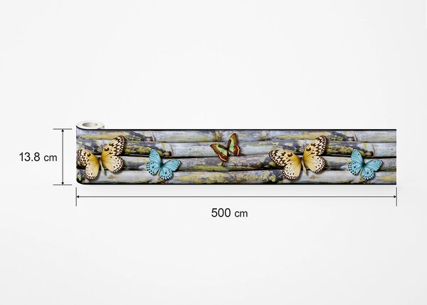 Samolepící bordura na zeď Motýli | 5 m x 13.8 cm | DWB8238