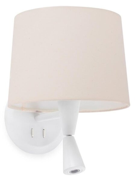 CONGA nástěnná lampa, bílá/béžová, se čtecí lampičkou - FARO