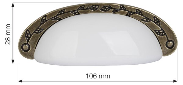 Úchytka Arezzo 96mm, mosaz, porcelán