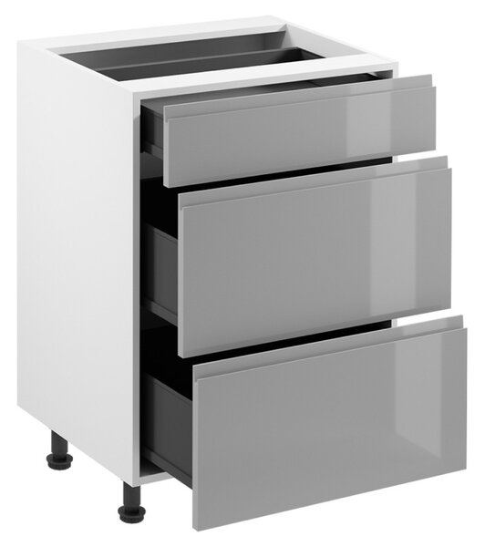 KONDELA Spodní skříňka, bílá/šedá extra vysoký lesk HG, AURORA D60S3