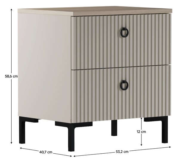 KONDELA Noční stolek, šedohnědá Taupe/dub silverjack, DOMCA 2S