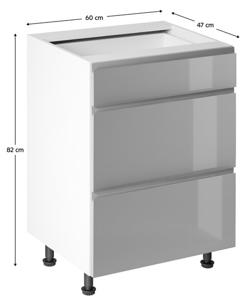 KONDELA Spodní skříňka, bílá/šedá extra vysoký lesk HG, AURORA D60S3