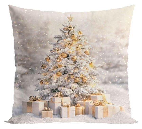MARKI Vánoční povlak na polštář Golden Tree 40x40 cm béžový/zlatý