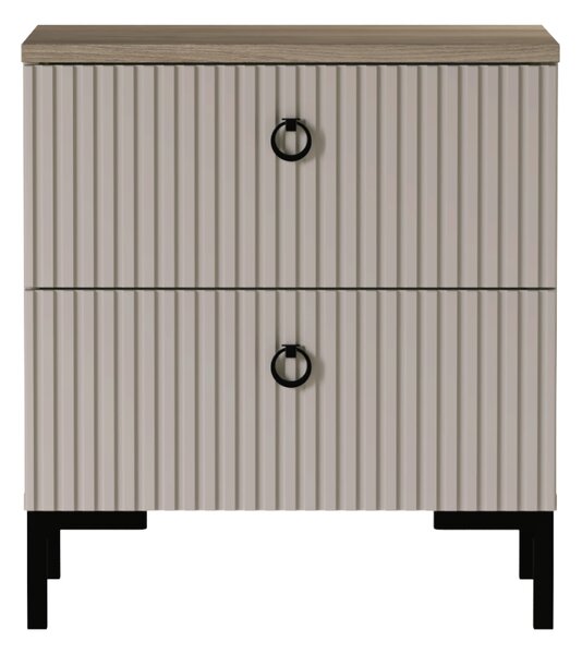 KONDELA Noční stolek, šedohnědá Taupe/dub silverjack, DOMCA 2S