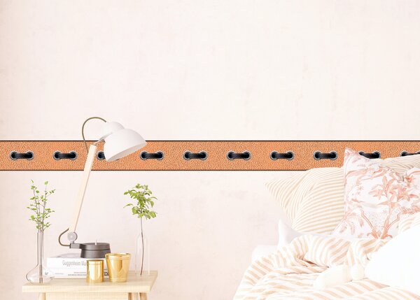 Samolepící bordura na zeď Kožený Pásek | 5 m x 13.8 cm | DWB8245