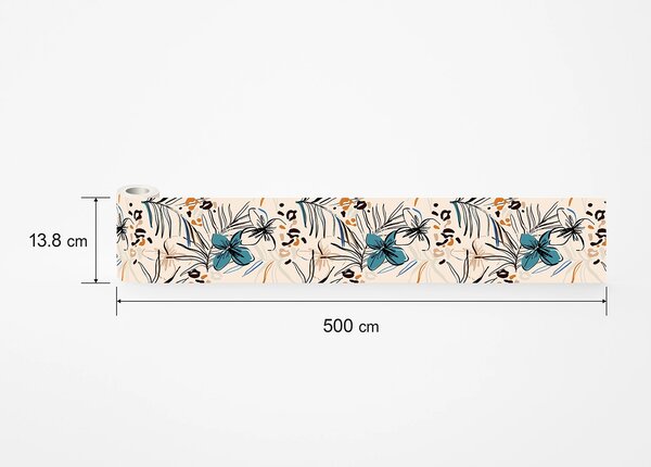 Samolepící bordura na zeď Květinova Abstrakce | 5 m x 13.8 cm | DWB8249
