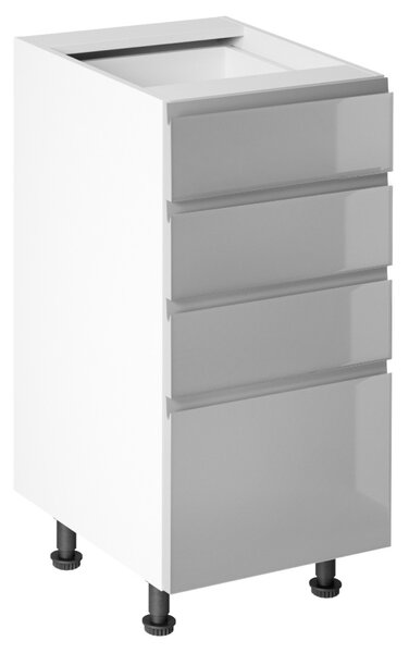 KONDELA Spodní skříňka, bílá/šedá extra vysoký lesk HG, AURORA D40S4