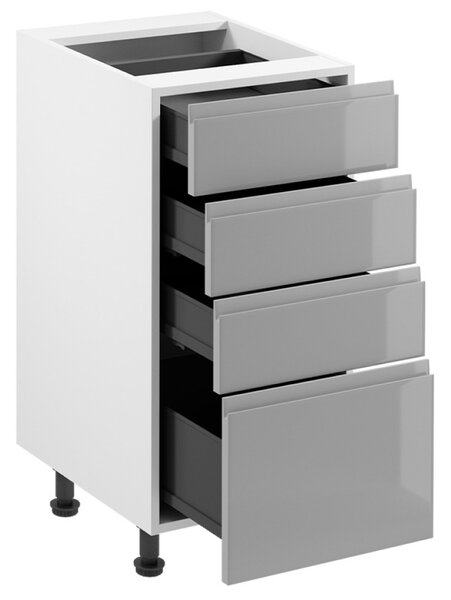 KONDELA Spodní skříňka, bílá/šedá extra vysoký lesk HG, AURORA D40S4
