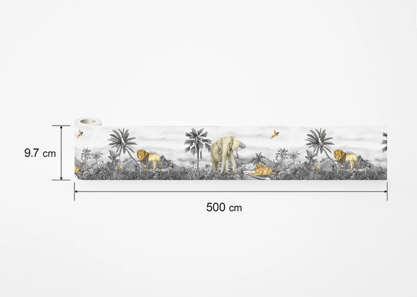 Dětská samolepící bordura na zeď Jungle | 5 m x 9.7 cm | DWBD8133