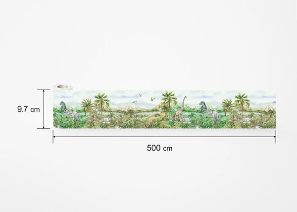 Dětská samolepící bordura na zeď Dino | 5 m x 9.7 cm | DWBD8139