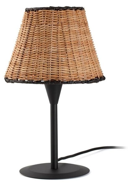 SUMBA černá/ratan mini stolní lampa - FARO