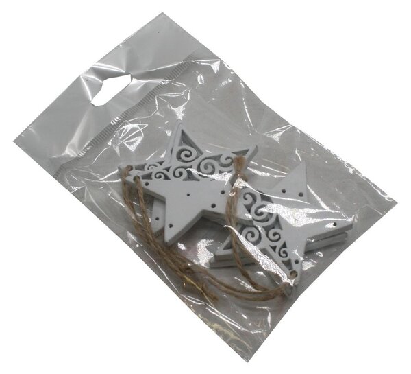Dekorace závěsná hvězdy bílé 6 cm - 4 ks 3001307