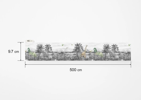 Dětská samolepící bordura na zeď Dino | 5 m x 9.7 cm | DWBD8137
