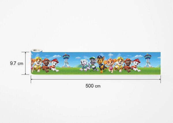 Dětská samolepící bordura na zeď Tlapková Patrola Spěchá na Pomoc | 5 m x 9.7 cm | DWBD8161