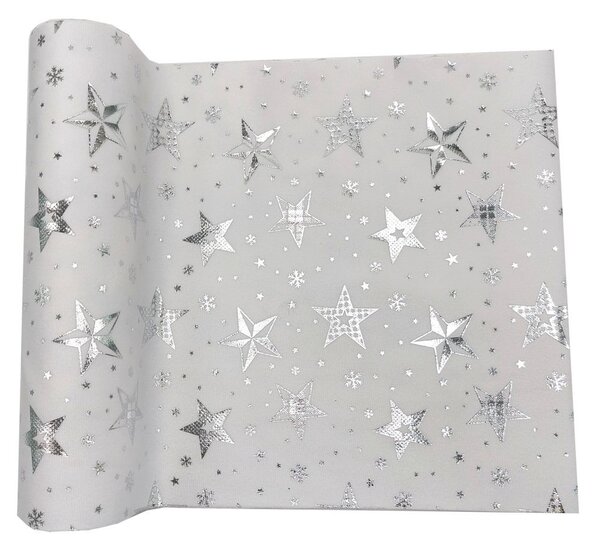 Běhoun sametový s hvězdami 28 cm × 3 m bílý 8701302B