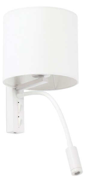 TIRA nástěnná lampa, bílá, se čtecí lampičkou - FARO