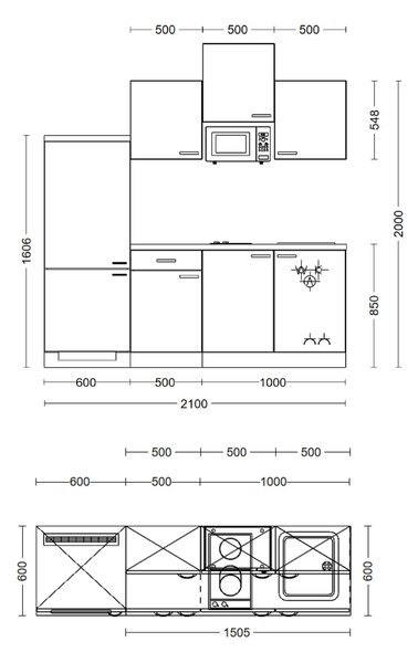 KUCHYŇSKÁ LINKA CARA 210 cm FlexWell - Online Only kuchyňské linky, Online Only