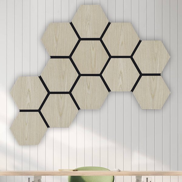 Akustický panel s dřevěnou dýhou - Hexagon - dekor dub světlý | 79,8×66 cm | AKH001 | .cz