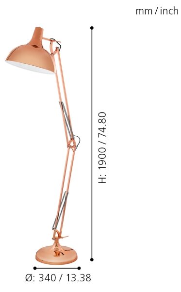 Eglo 94705 - Stojací lampa BORGILLIO 1xE27/60W/230V