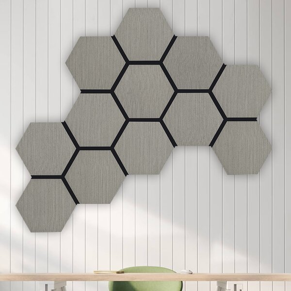 Akustický panel s dřevěnou dýhou - Hexagon - dekor dub šedý | 79,8×66 cm | AKH002 | .cz