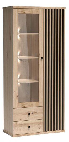 Vitrína Sigeren SG02, Osvětlení: bez osvětlení, Barva: dub artisan / dub artisan + černá 5903211090516