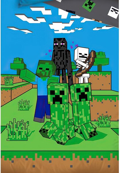 Carbotex povlečení MINECRAFT MOB MONSTERS, modro-zelené, bavlna hladká, 140x200cm + 70x90cm