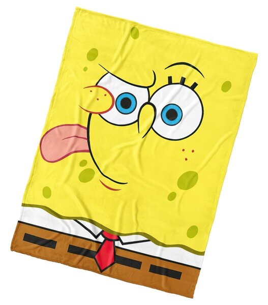 TipTrade dětská deka fleece SPONGE BOB EMOJI, žlutá, 150x200cm