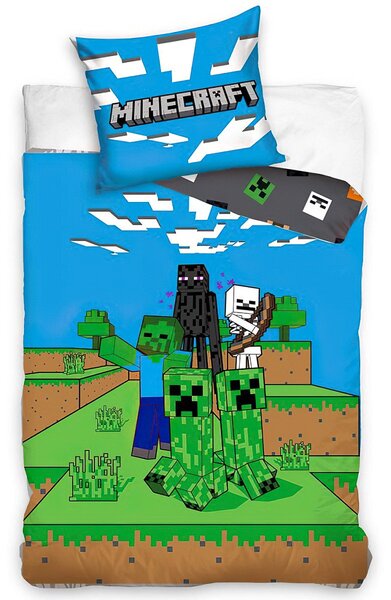 Carbotex povlečení MINECRAFT MOB MONSTERS, modro-zelené, bavlna hladká, 140x200cm + 70x90cm