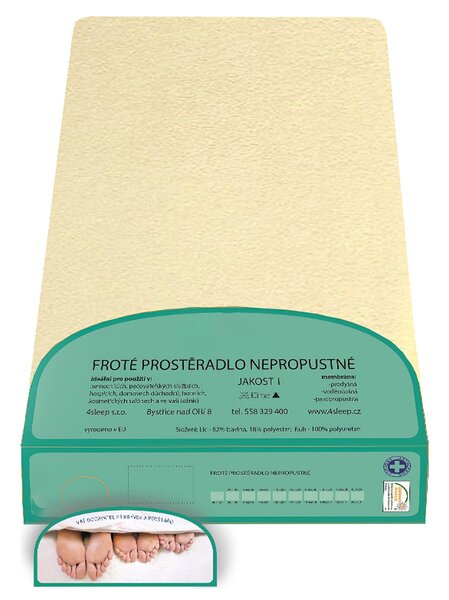 4sleep froté prostěradlo nepropustné 90x200cm, banánové