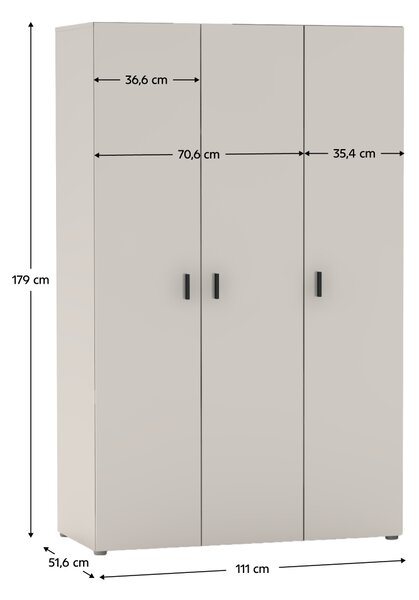 KONDELA Skříň, třídveřová, kašmír, RAMSA 3