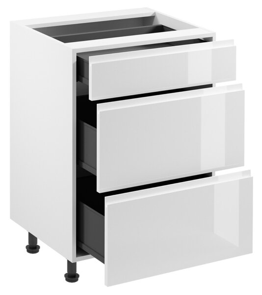 KONDELA Spodní skříňka, bílá/bílá extra vysoký lesk HG, AURORA D60S3