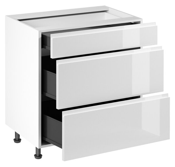 KONDELA Spodní skříňka, bílá/bílá extra vysoký lesk HG, AURORA D80S3