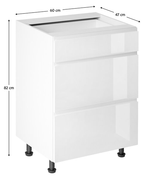 KONDELA Spodní skříňka, bílá/bílá extra vysoký lesk HG, AURORA D60S3