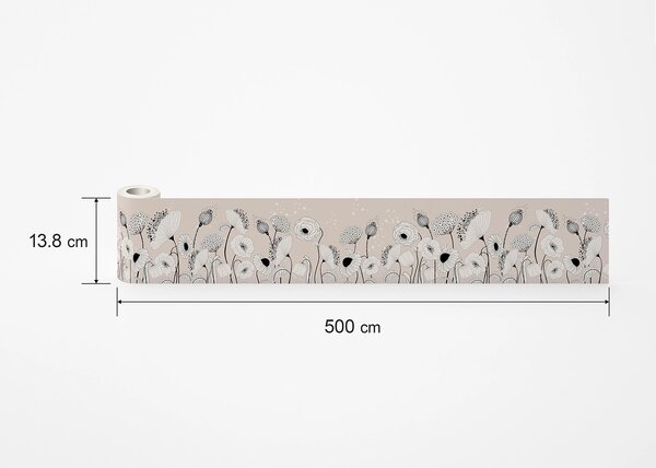 Samolepící bordura na zeď Sketch Kvetů | 5 m x 13.8 cm | DWB8409