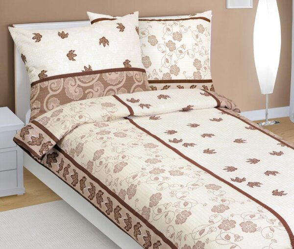Bellatex Povlečení krepové List hnědá rozměr 140x200, 70x90 cm
