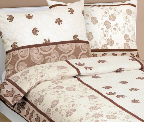Bellatex Povlečení krepové List hnědá rozměr 140x200, 70x90 cm