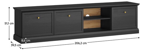KONDELA TV stolek, černý grafit, LOCCA RTV3D