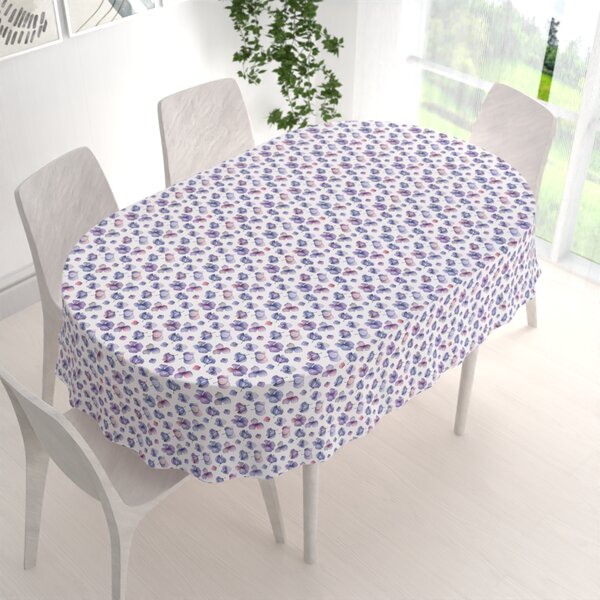 Biante Dekorační oválný ubrus Porto PRT-024 Modré okvětní lístky na bílém 50x100 cm