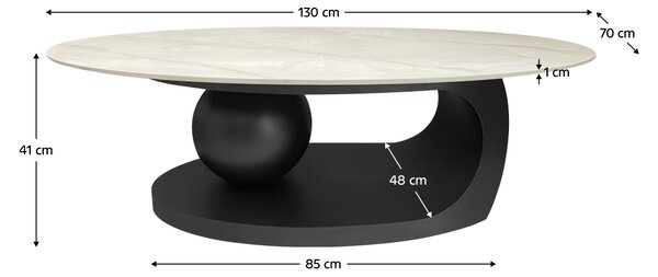 KONDELA Konferenční stolek, imitace mramoru/černá, AXEN