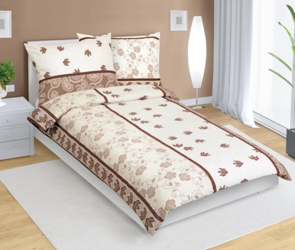 Bellatex Povlečení krepové List hnědá rozměr 140x200, 70x90 cm