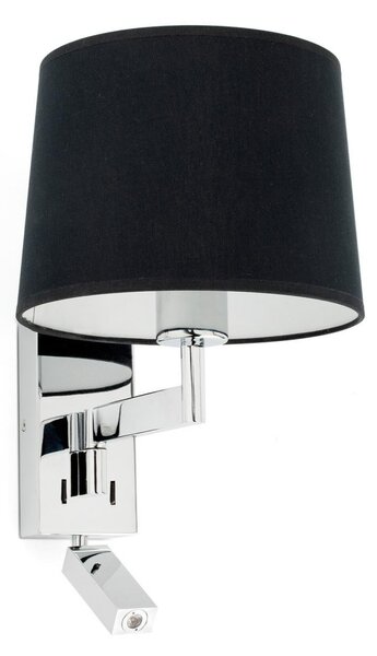 ARTIS chrom/černá nástěnná lampa se čtecí lampičkou - FARO