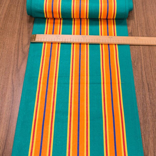 Lehátkovina LINDA ZELENÁ, oranžovo-zelené pruhy, š.37cm (látka v metráži)