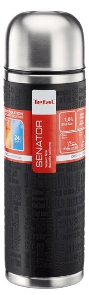 Tefal - Termoska s hrníčkem 1 l SENATOR nerez/černá