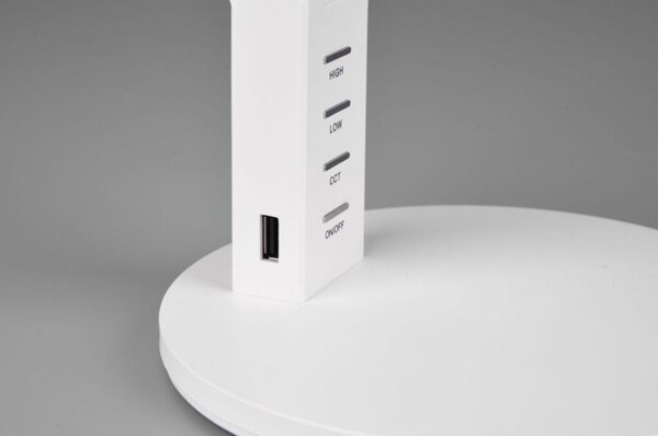 TRIO 523090131 AVA stolové svítidlo LED 5W/600lm 3000+4000+6300K matná bílá, USB nabíjení, stmívatelné