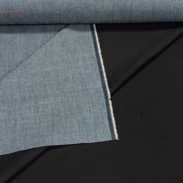 Bavlněná riflovina (denim, džínovina) temně černá č.6, klasická, š.160cm, 400 g/m2, 100% bavlna (látka v metráži)