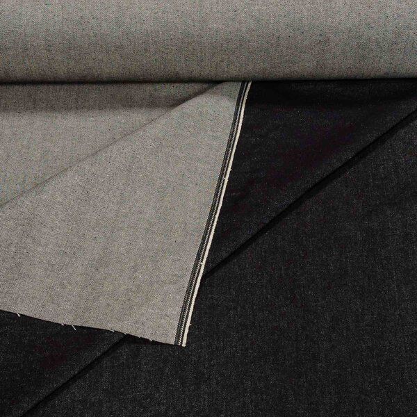 Bavlněná riflovina (denim, džínovina) černá č.8, klasická, š.160cm, 420 g/m2, 100% bavlna (látka v metráži)
