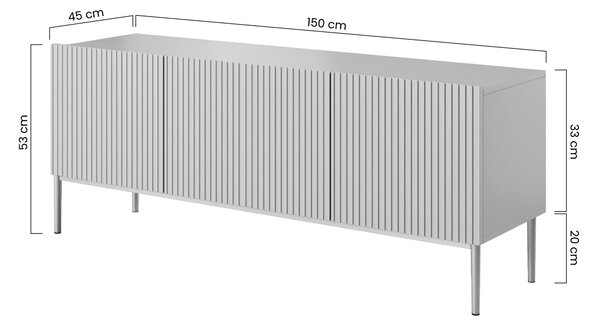 TV stolek Nicole 150 cm na kovových nohách se zásuvkou - černý mat / zlaté nohy
