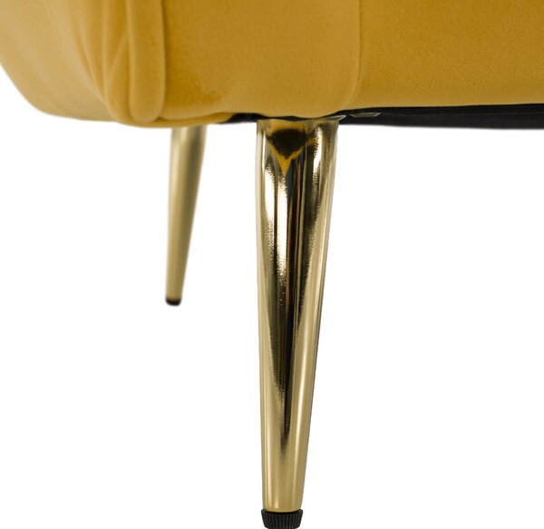 KONDELA Designové křeslo, žlutá Velvet látka/gold chrom zlatá, EZIO
